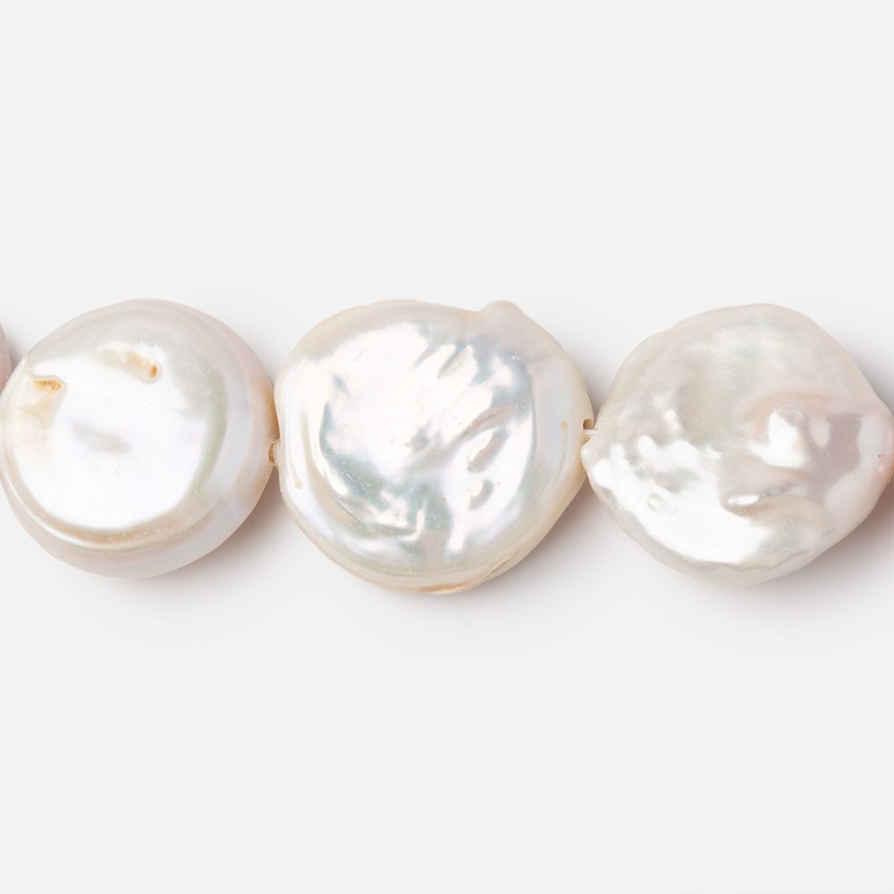 16-18mm Rosé White Coin Freshwater Pearls 15.5 inch 23 Beads- BeadsofCambay.com