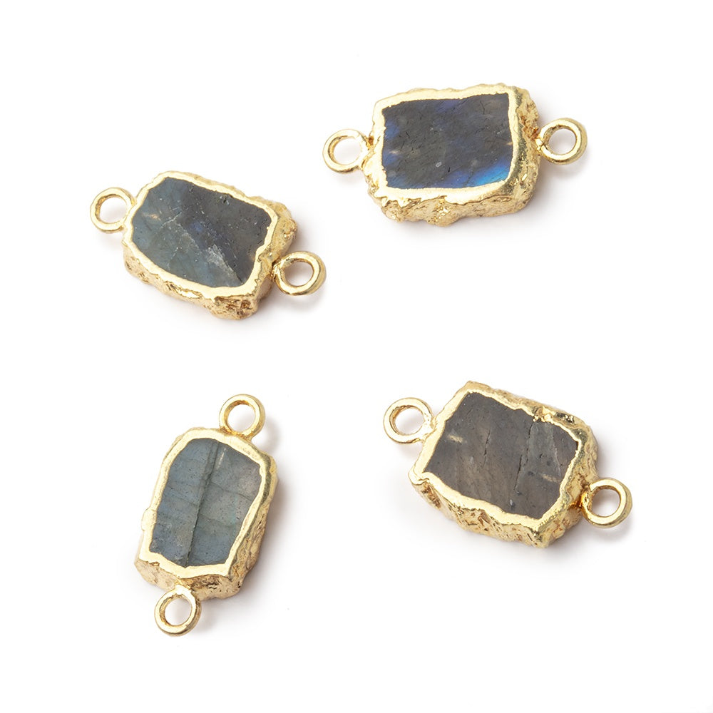 9x7mm Gold Leafed Labradorite Slice Connector 1 piece - BeadsofCambay.com