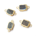 9x7mm Gold Leafed Labradorite Slice Connector 1 piece - BeadsofCambay.com