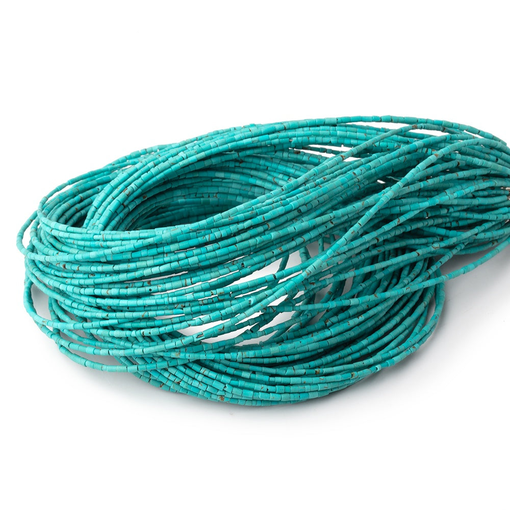 1mm Turquoise Howlite Plain Tube Beads 15.5 inch 350 pieces - BeadsofCambay.com