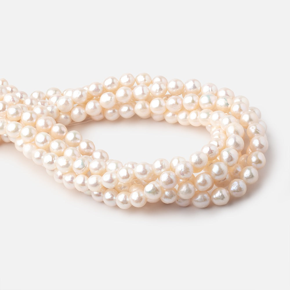 7.5-8mm Off White Off Round Freshwater Pearls 15.5 inch 48 Beads - BeadsofCambay.com