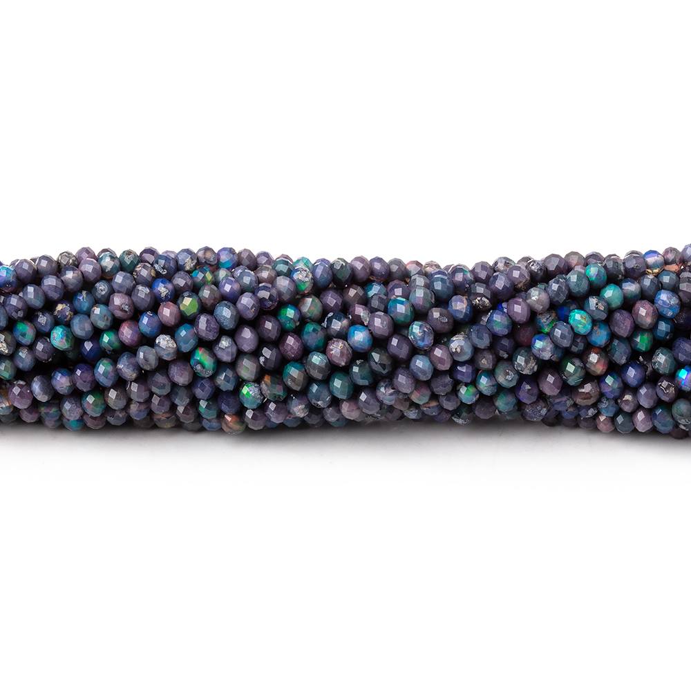 2.5mm Ethiopian Black Opal Micro Faceted Rondelle Beads 12.5 inch 166 pieces AA - BeadsofCambay.com