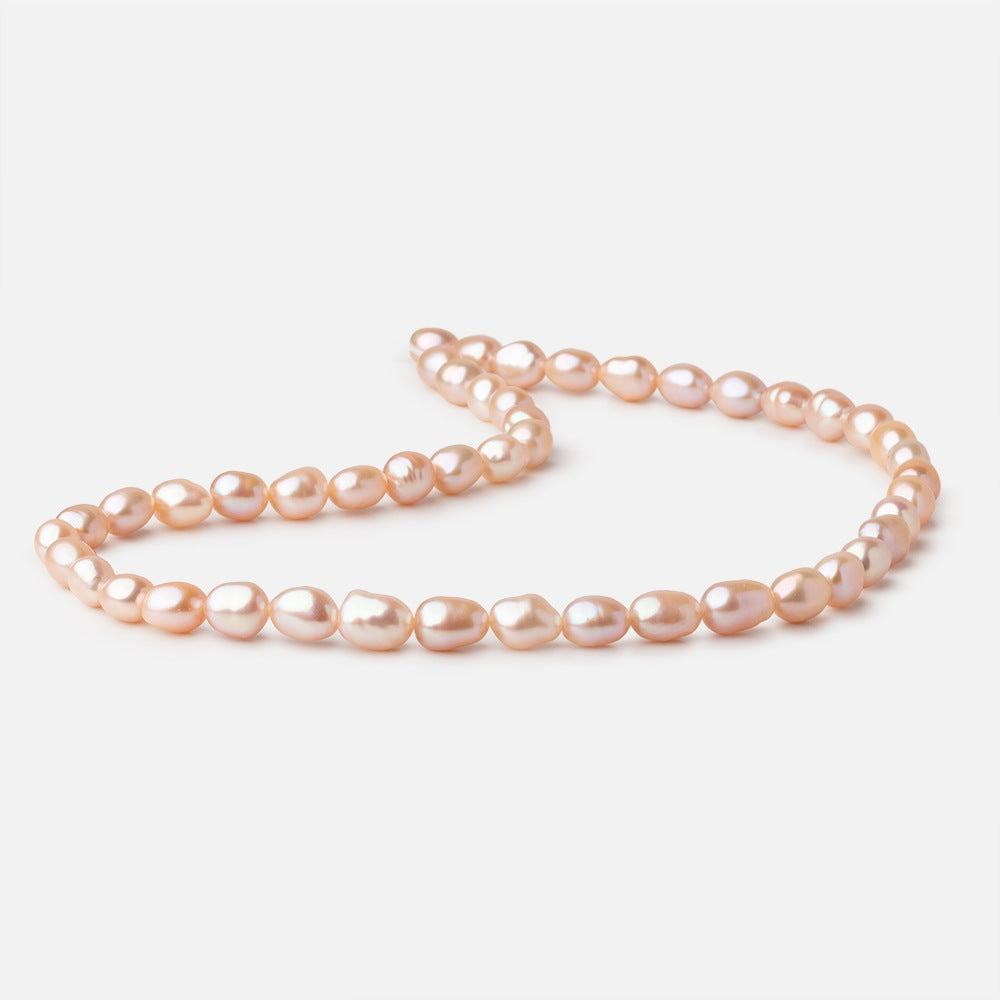 8-10mm Coral Pink Baroque Freshwater Pearls 15 inch 45 Beads - BeadsofCambay.com