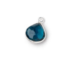 10.5-11.5mm .925 Silver Bezel London Blue Topaz Faceted Heart Pendant 1 piece AAA - BeadsofCambay.com