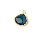 10.5-11.5mm Vermeil Bezel London Blue Topaz Faceted Heart Pendant 1 piece AAA - BeadsofCambay.com
