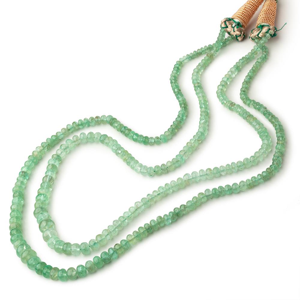 Lot of Two Emerald Plain Rondelle Strands AA - Beadsofcambay.com