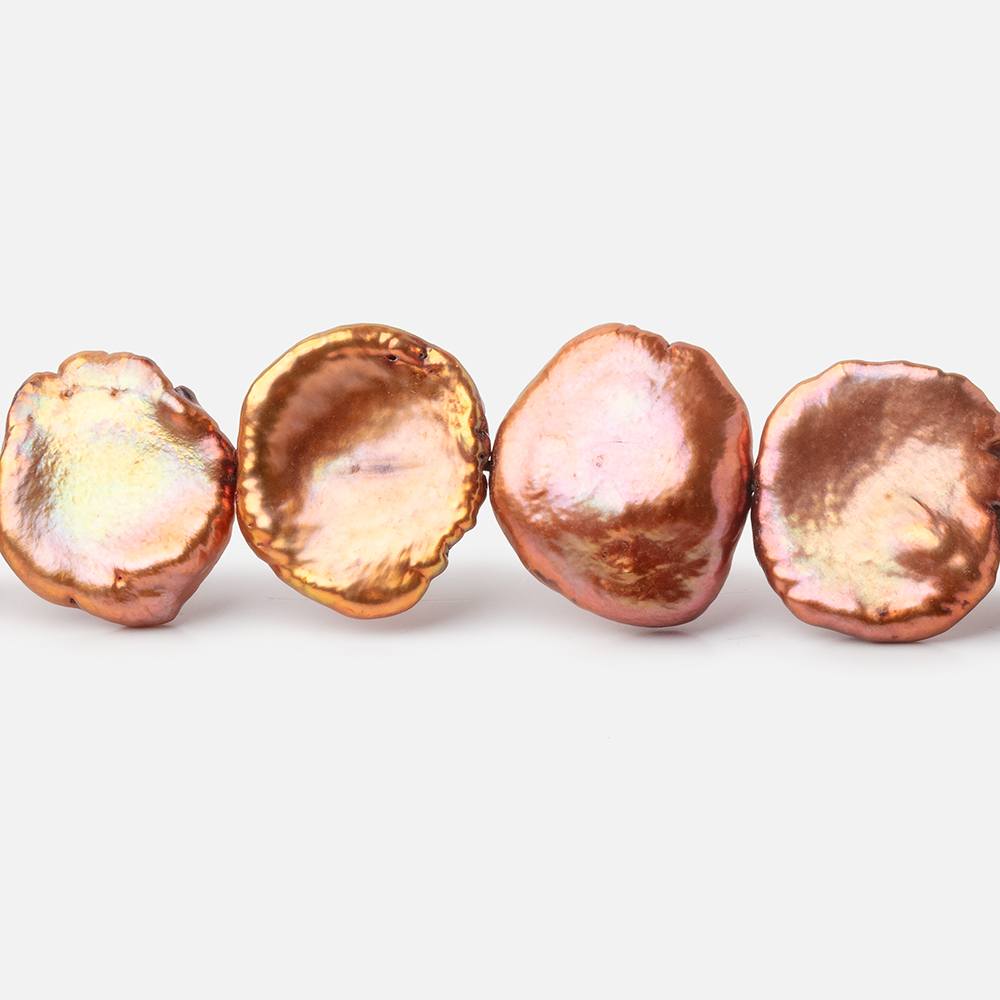 13-16mm Burnt Orange Keshi Freshwater Pearls 15 inch 33 Beads AA - BeadsofCambay.com