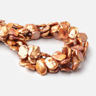 13-16mm Burnt Orange Keshi Freshwater Pearls 15 inch 33 Beads AA - BeadsofCambay.com