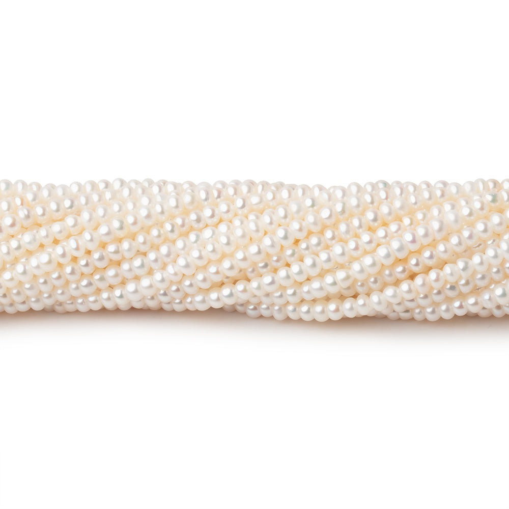 2.5mm Creamy White Off Round Freshwater Pearls 15.5 inch 190 Beads - BeadsofCambay.com