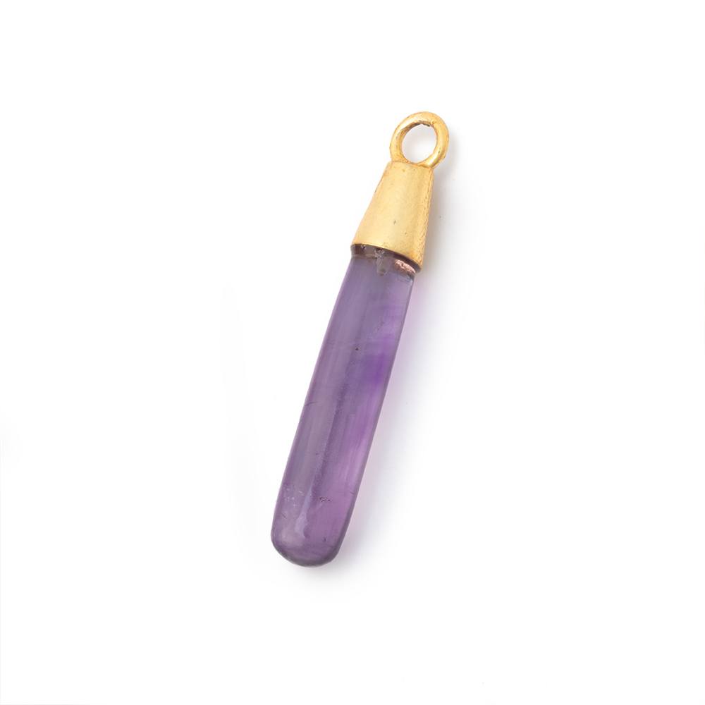 30x5.5mm Vermeil Capped Amethyst Plain Tear Drop Pendant 1 piece - BeadsofCambay.com