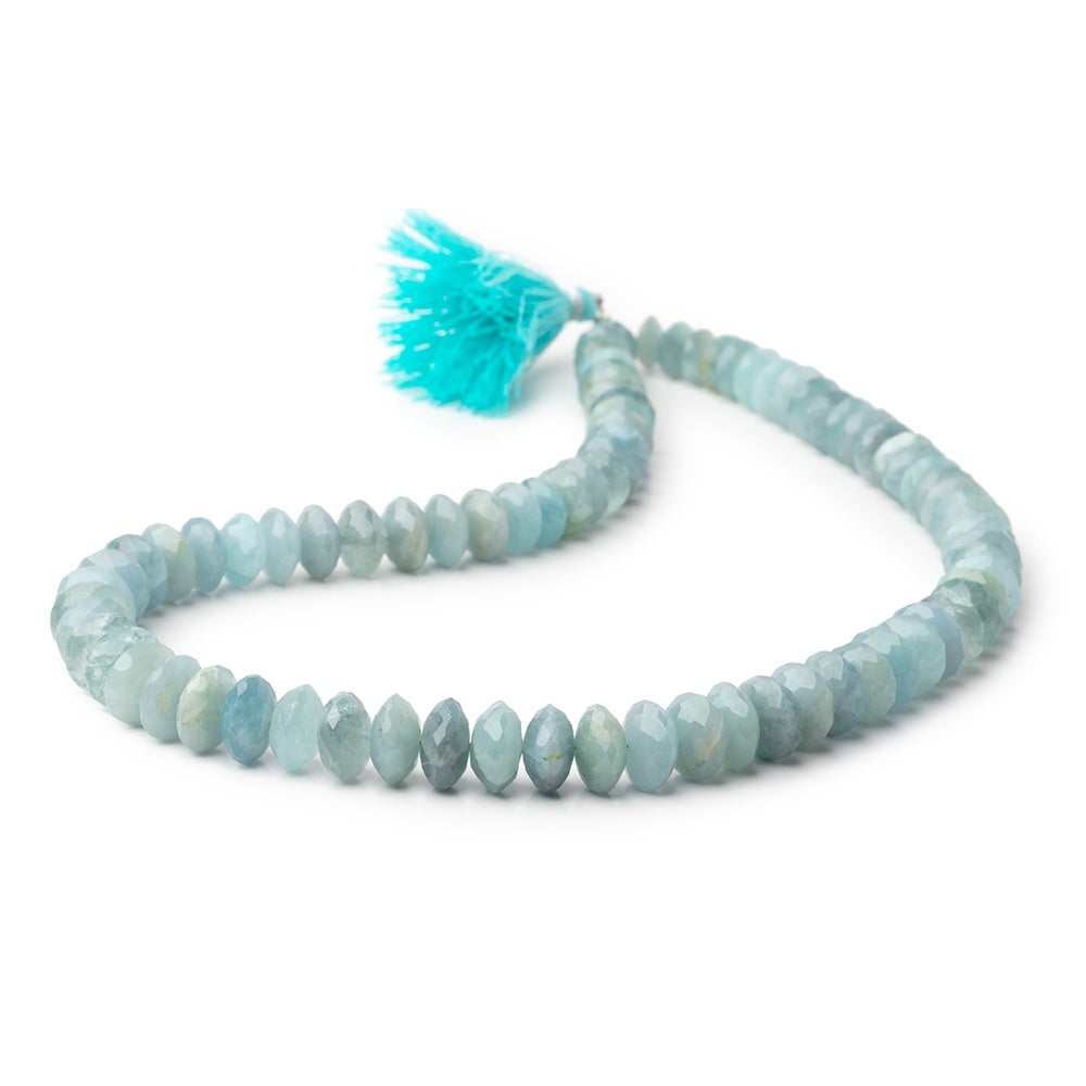 7-10mm Aquamarine German Faceted Rondelles 16 inch 81 Beads - BeadsofCambay.com