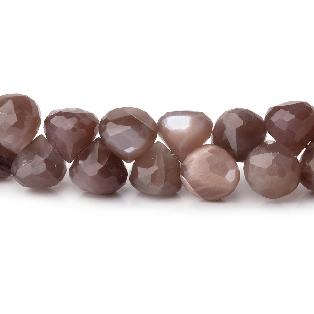 7.5-8mm Chocolate Moonstone Faceted Candy Kiss 7.75 inch 52 Beads - BeadsofCambay.com