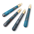 38-41mm Gold Leafed Chrysocolla Pear Pendant 1 focal piece - BeadsofCambay.com