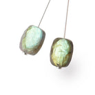 12x10mm Labradorite Faceted Rectangle Focals Set of 2 Beads AA 1mm hole - BeadsofCambay.com