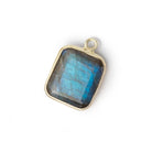 13x11mm Vermeil Bezel Labradorite Rectangle Pendant 1 piece - BeadsofCambay.com