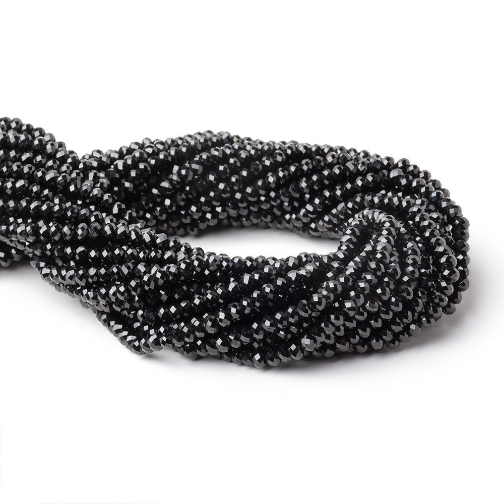 4mm Black Spinel Micro Faceted Rondelles 12.5 inch 110 Beads AAA - Beadsofcambay.com
