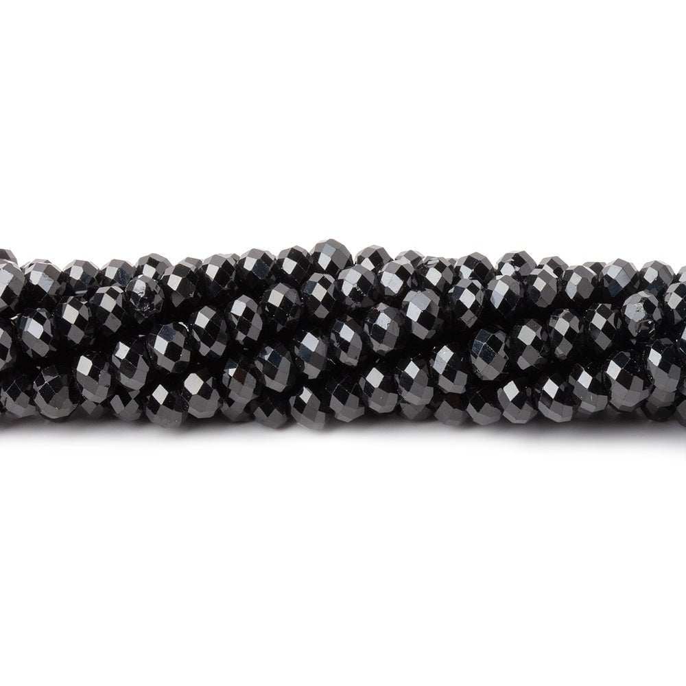 4mm Black Spinel Micro Faceted Rondelles 12.5 inch 110 Beads AAA - Beadsofcambay.com
