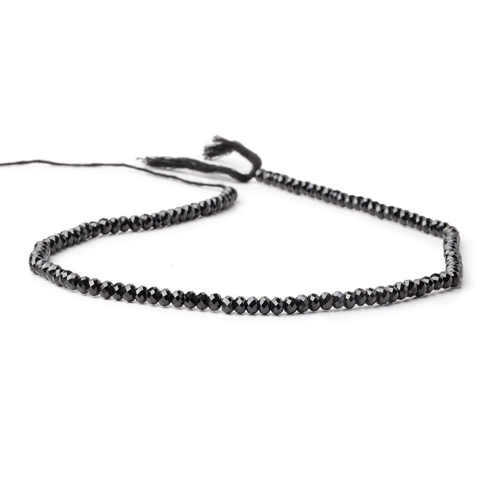 4mm Black Spinel Micro Faceted Rondelles 12.5 inch 110 Beads AAA - Beadsofcambay.com