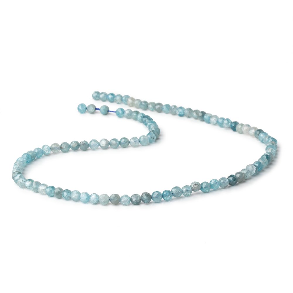 4mm Blue Zircon Micro Faceted Round 15 inch 94 Beads A - Beadsofcambay.com