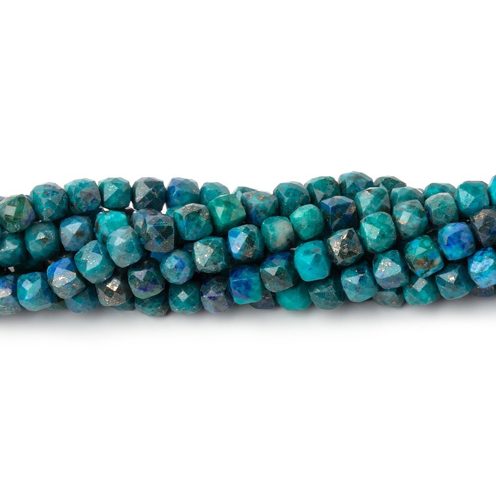 4mm Chrysocolla Micro Faceted Cube Beads 12.5 inch 138 pieces A - Beadsofcambay.com