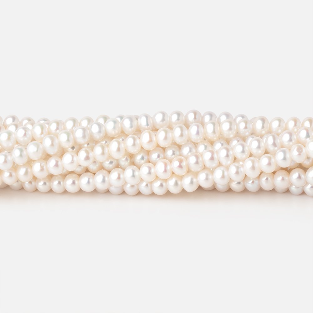 4mm Creamy White Off Round Freshwater Pearls 15.5 inch 115 Beads AAA - Beadsofcambay.com