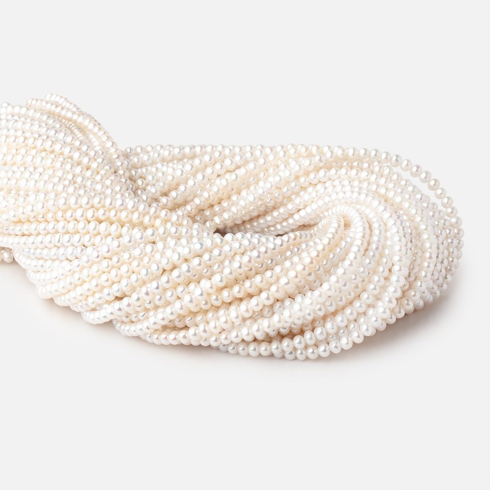 4mm Creamy White Off Round Freshwater Pearls 15.5 inch 115 Beads AAA - Beadsofcambay.com