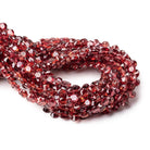 4mm Garnet Pavilion Faceted Coin Beads 7 inch 66 pieces AA - Beadsofcambay.com