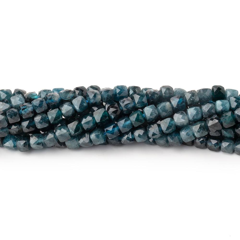 4mm Indicolite Tourmaline Micro Faceted Cube Beads 15 inch 100 pieces - Beadsofcambay.com