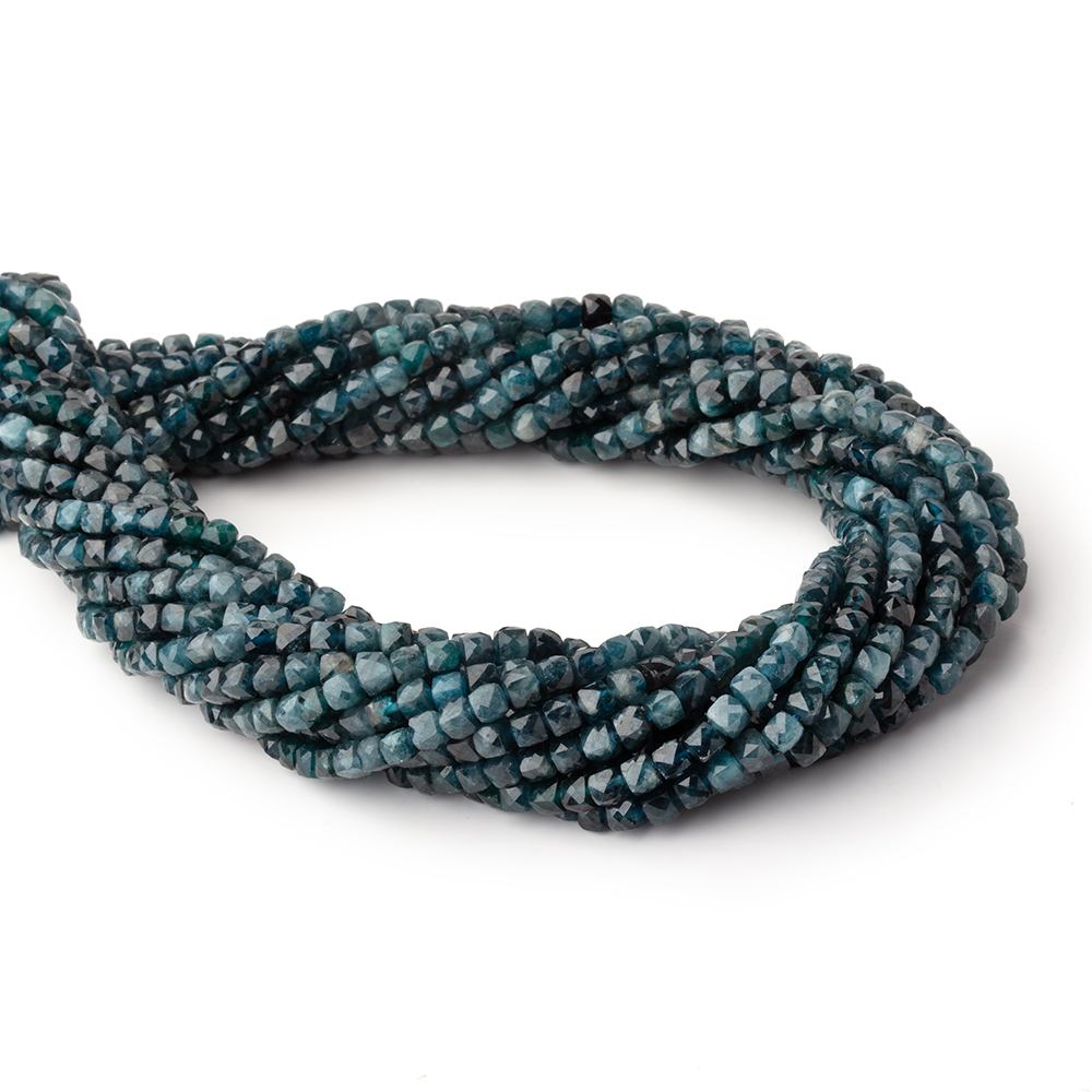 4mm Indicolite Tourmaline Micro Faceted Cube Beads 15 inch 100 pieces - Beadsofcambay.com