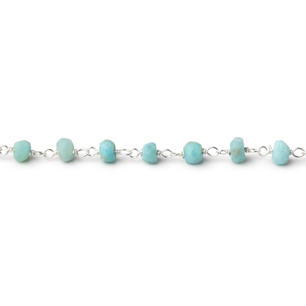 4mm Larimar Faceted Rondelles on Sterling Silver Chain - Beadsofcambay.com