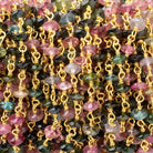 4mm Multi Color Tourmaline Plain Rondelles on Vermeil Chain - Beadsofcambay.com
