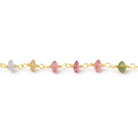 4mm Multi Color Tourmaline Plain Rondelles on Vermeil Chain - Beadsofcambay.com