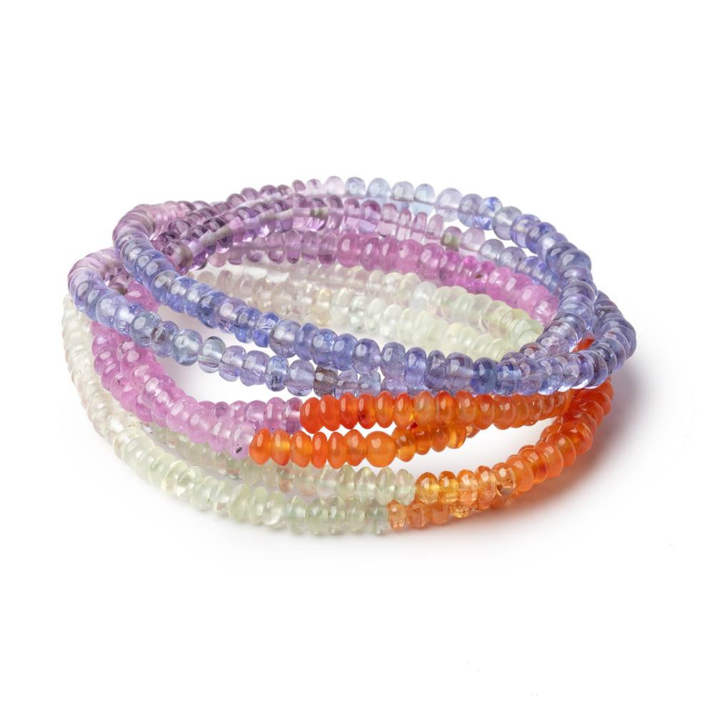 4mm Multi Gemstone Plain Rondelle 18 inch 206 Beads AAA - Beadsofcambay.com