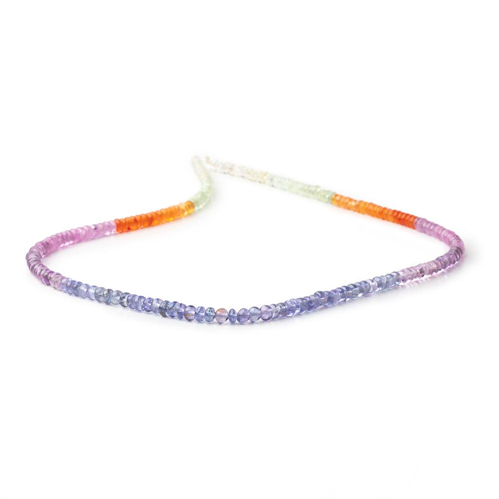 4mm Multi Gemstone Plain Rondelle 18 inch 206 Beads AAA - Beadsofcambay.com