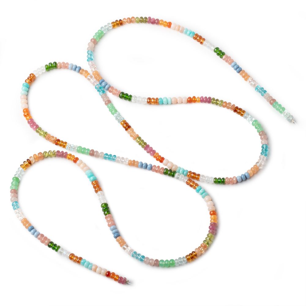 4mm Multi Gemstone Plain Rondelle Beads 36 inch 366 pieces AA - Beadsofcambay.com