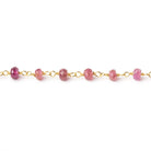 4mm Pink Tourmaline Faceted Rondelles on Vermeil Hand - Wrapped Chain - Beadsofcambay.com