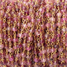 4mm Pink Tourmaline Faceted Rondelles on Vermeil Hand - Wrapped Chain - Beadsofcambay.com