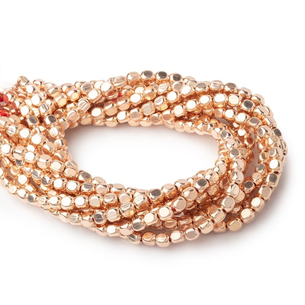 4mm Rose Gold plated Copper Plain Cube 8 inch 52 Beads - Beadsofcambay.com