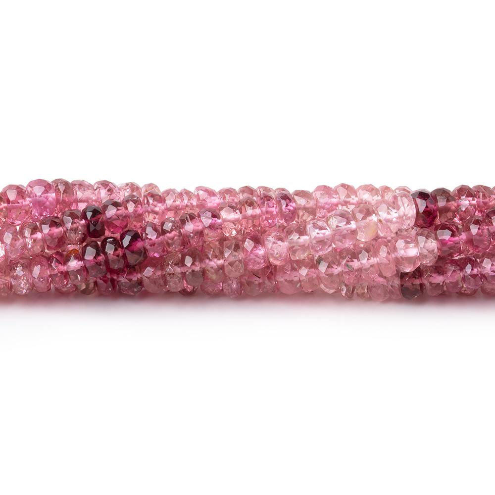 4mm Shaded Pink Tourmaline Faceted Rondelle 14 inch 154 Beads AA - Beadsofcambay.com