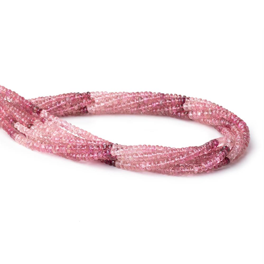 4mm Shaded Pink Tourmaline Faceted Rondelle 14 inch 154 Beads AA - Beadsofcambay.com