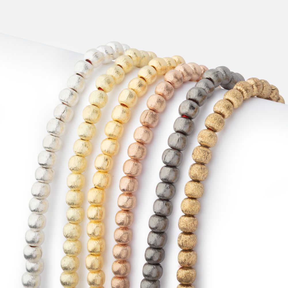 4mm Brushed Round Beads - BeadsofCambay.com