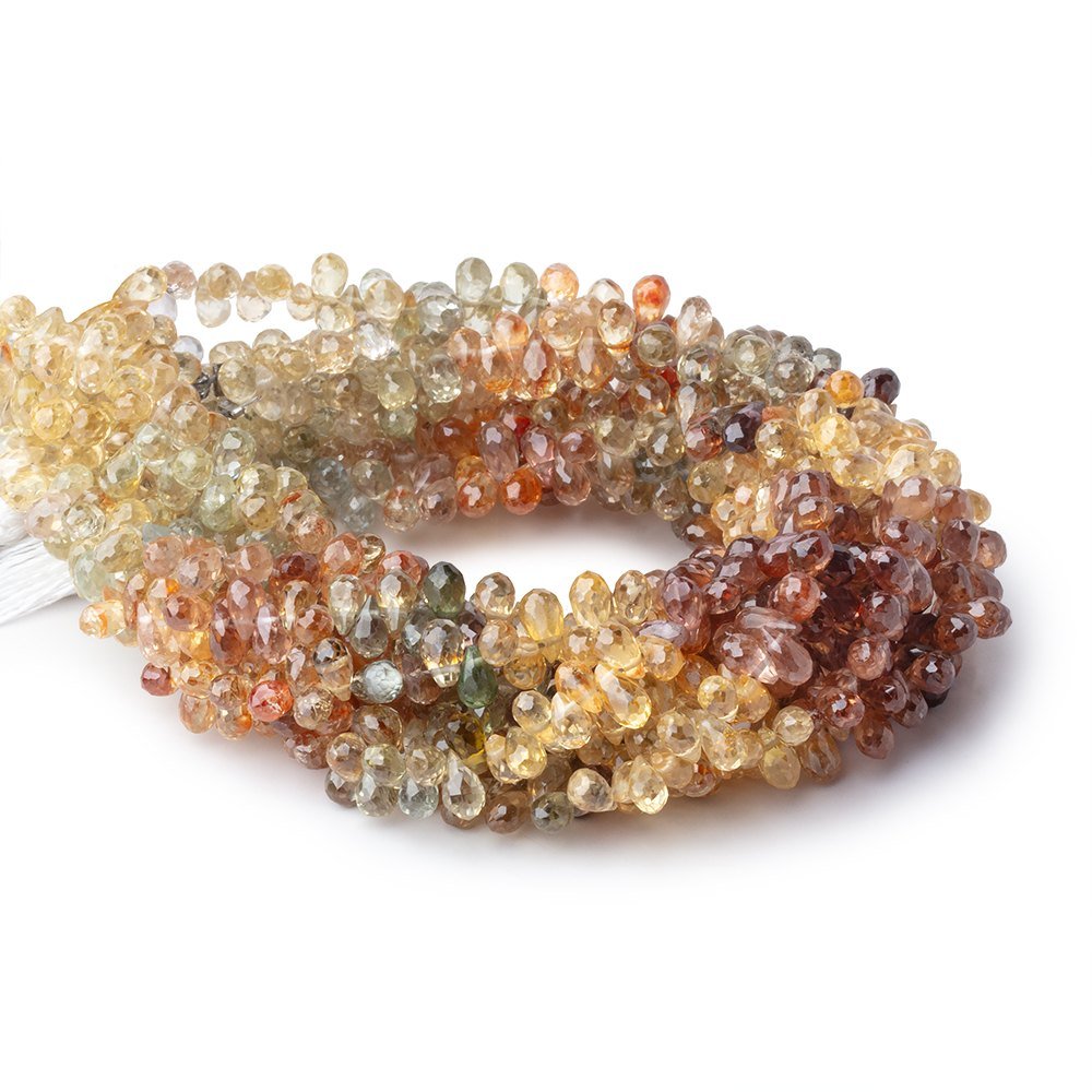 4x3 - 6.5x3.5mm Multi Color Zircon Faceted Tear Drop 7.75 inch 90 Beads AA - Beadsofcambay.com