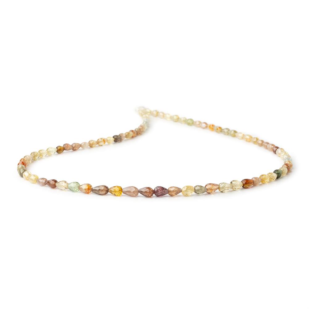 4x3 - 6.5x4mm Multi Color Golden Zircon Faceted Tear Drop 16 inch 70 Beads AA - Beadsofcambay.com
