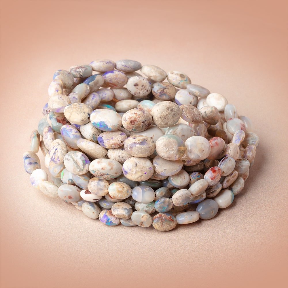 5 - 10mm Australian Opal with Matrix Unfaceted Oval 18 inch 52 Beads AA - Beadsofcambay.com
