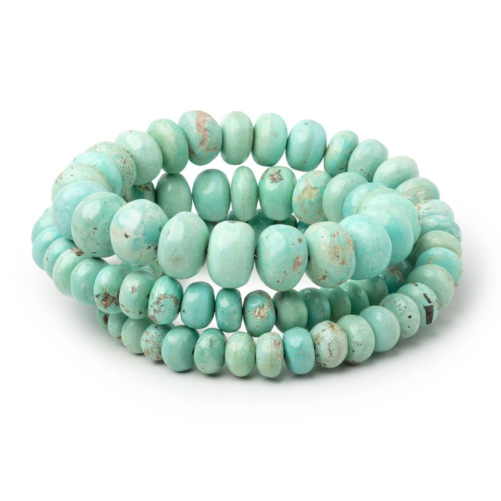 5 - 10mm Mongolian Turquoise Plain Rondelle Beads 18 inch 88 pieces - Beadsofcambay.com