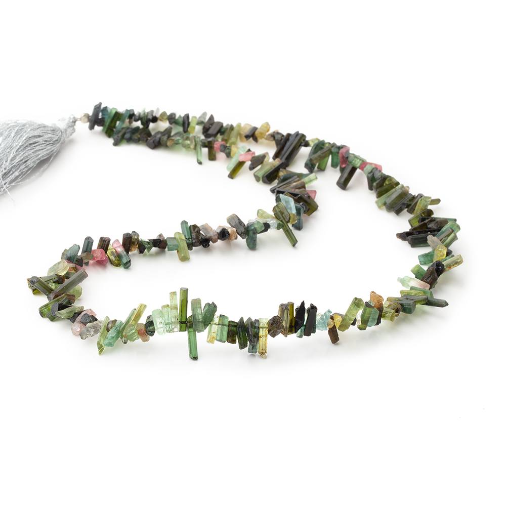 5-10mm Multi Color Tourmaline Natural Crystal Beads 15 inch 190 pieces - Beadsofcambay.com