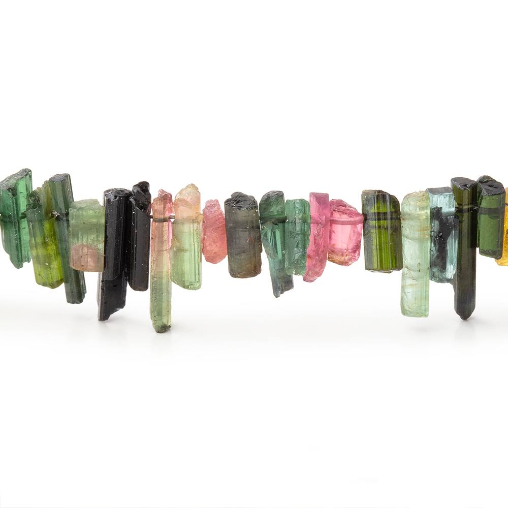 5-10mm Multi Color Tourmaline Natural Crystal Beads 15 inch 190 pieces - Beadsofcambay.com