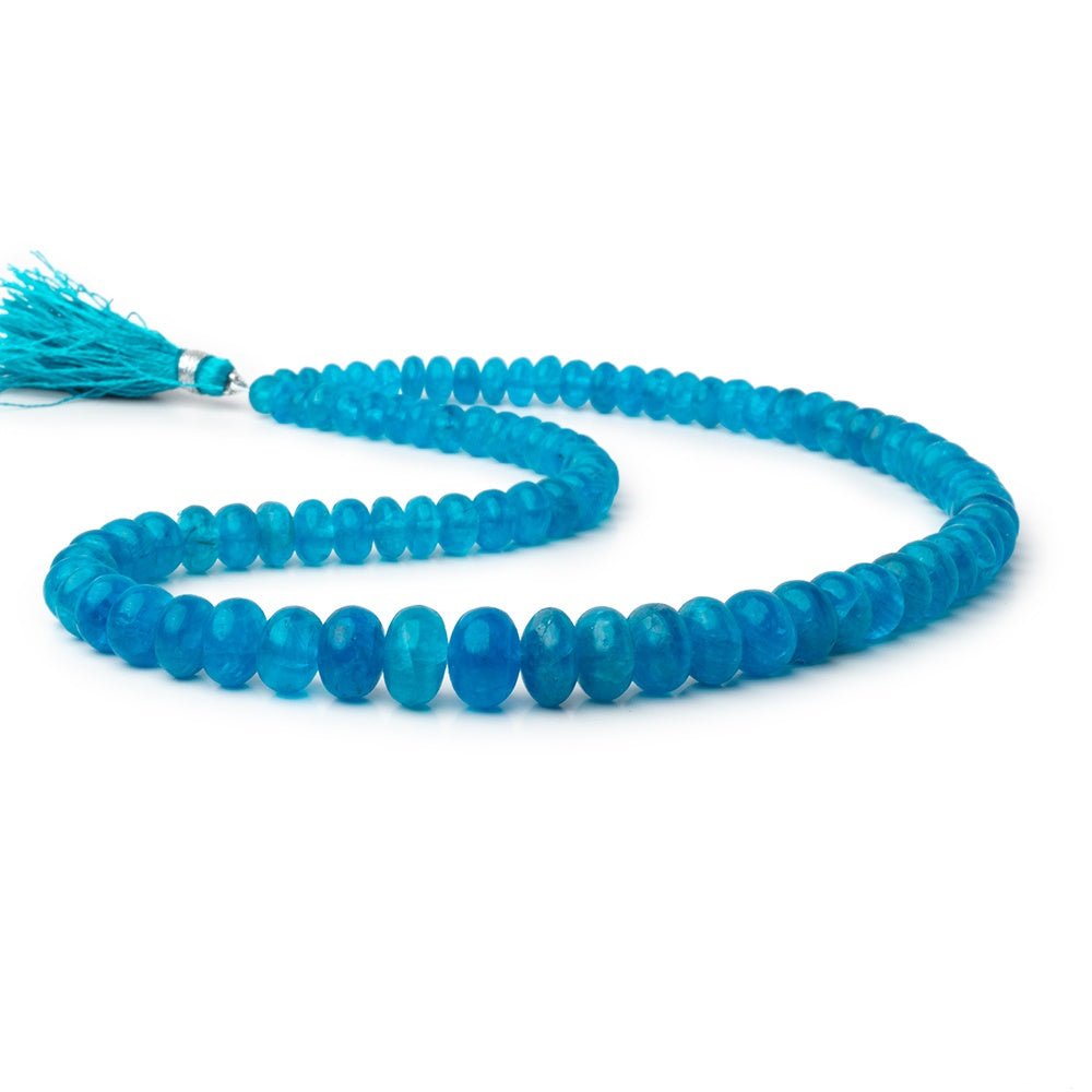 5-10mm Neon Blue Apatite Plain Rondelle Beads 15.5 inch 87 pieces AA - Beadsofcambay.com