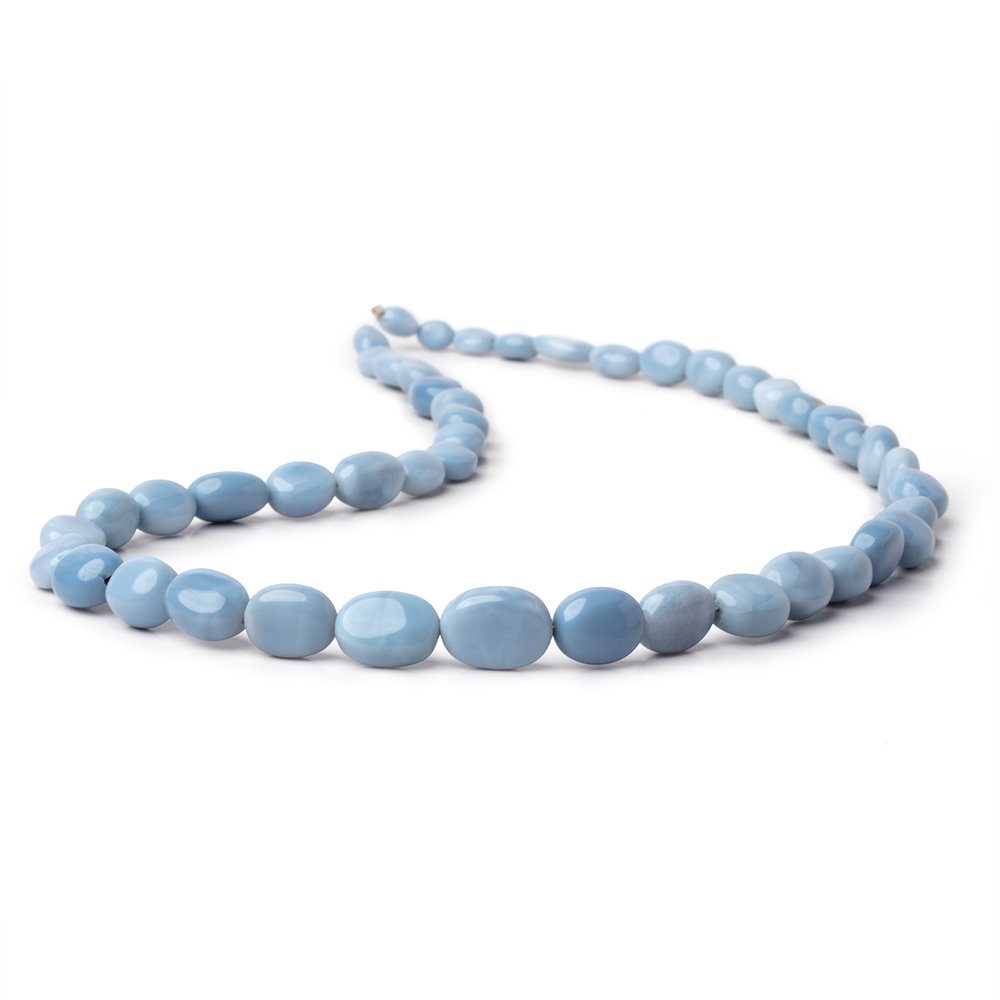 5 - 12mm Owyhee Denim Blue Opal Plain Oval Beads 16 inch 42 pieces - Beadsofcambay.com