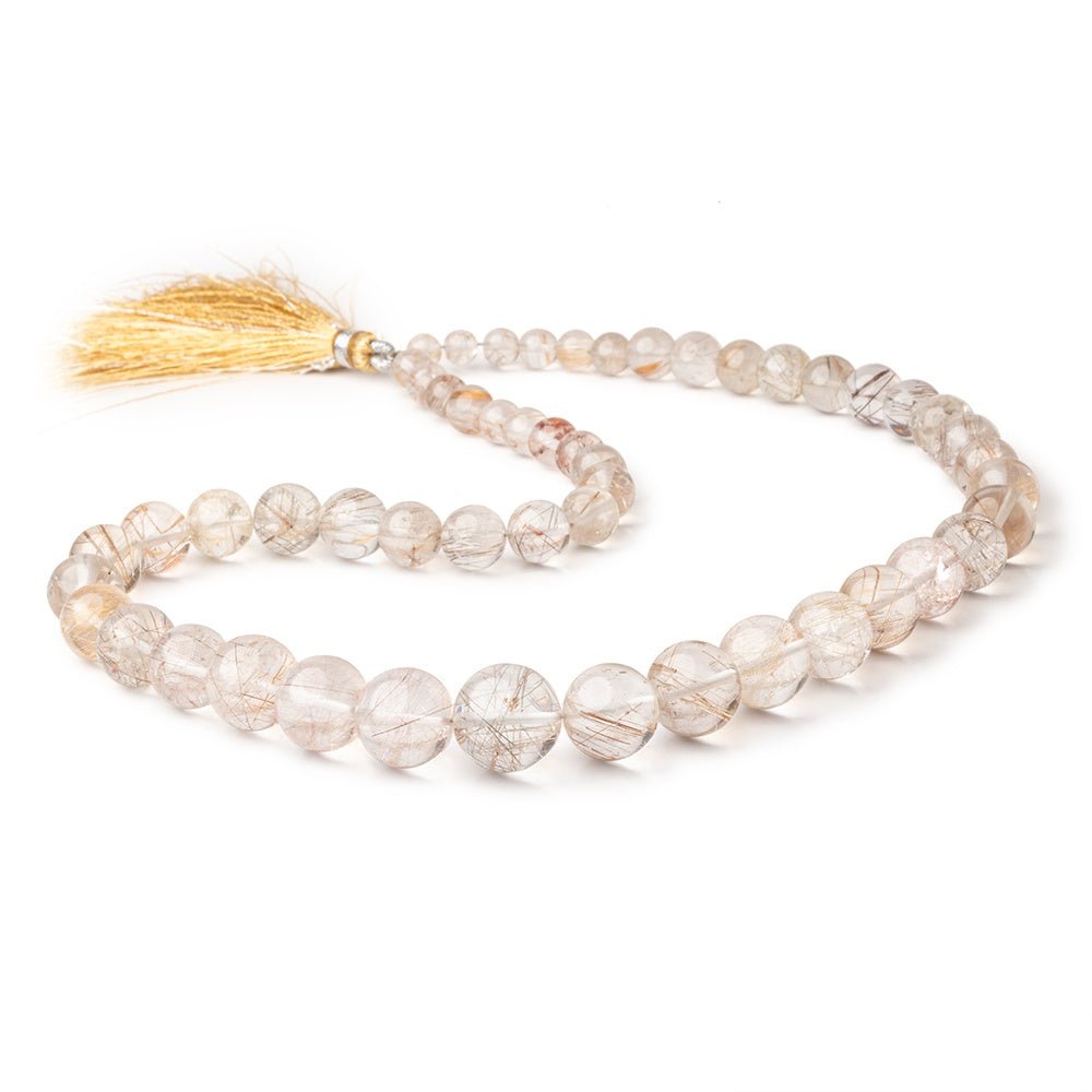 5 - 12mm Rutilated Quartz Plain Round Beads 16 inch 54 pieces - Beadsofcambay.com